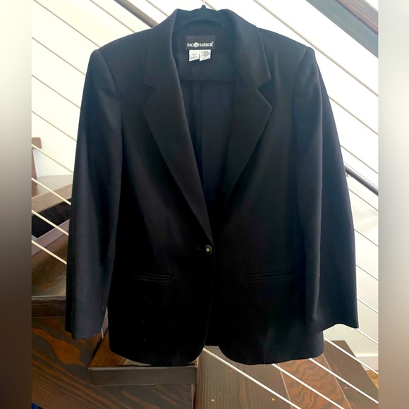 Vintage Sag Harbor 100% Pure New Wool One Button Blazer Women 10 Old Money - Picture 1 of 10